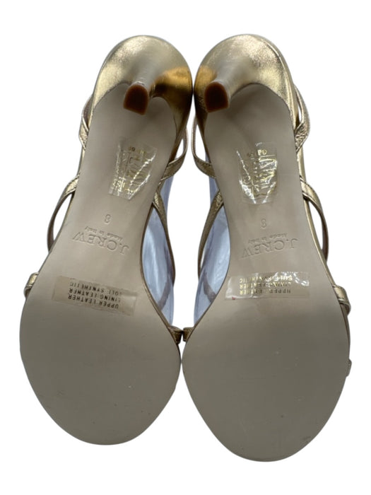 J Crew Shoe Size 8 Gold Leather Ankle Strap Criss Cross Almond Toe Sandals Gold / 8