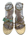 J Crew Shoe Size 8 Gold Leather Ankle Strap Criss Cross Almond Toe Sandals Gold / 8