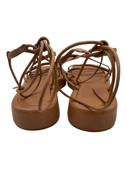 Loeffler Randall Shoe Size 7 Brown Leather Tie Strap Square Toe Platform Sandals Brown / 7