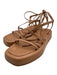 Loeffler Randall Shoe Size 7 Brown Leather Tie Strap Square Toe Platform Sandals Brown / 7