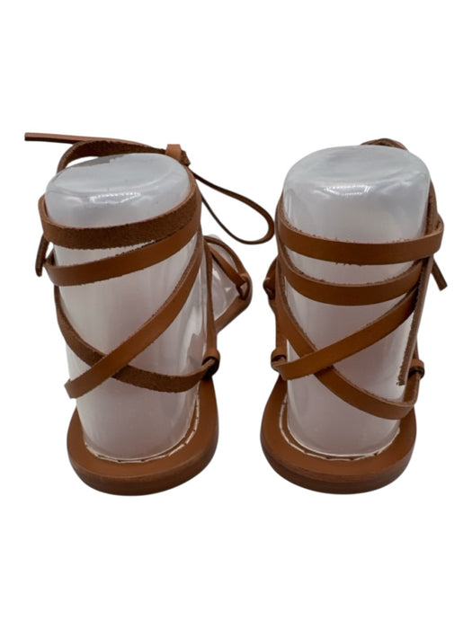 Loeffler Randall Shoe Size 8.5 Brown Leather Tie Strap Square Toe Thong Sandals Brown / 8.5