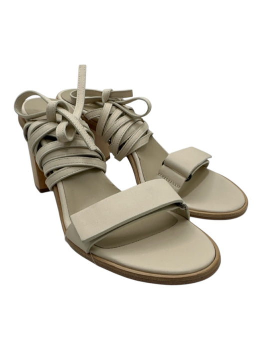 Zero + Maria Cornejo Shoe Size 37.5 Taupe Beige Leather Tie Ankle Sandals Taupe Beige / 37.5
