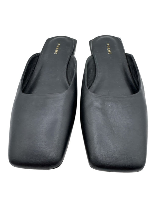 Frame Shoe Size 38.5 Black Leather Square Toe Mules Black / 38.5