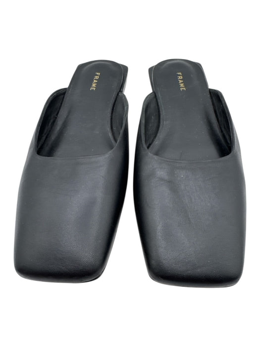 Frame Shoe Size 38.5 Black Leather Square Toe Mules Black / 38.5