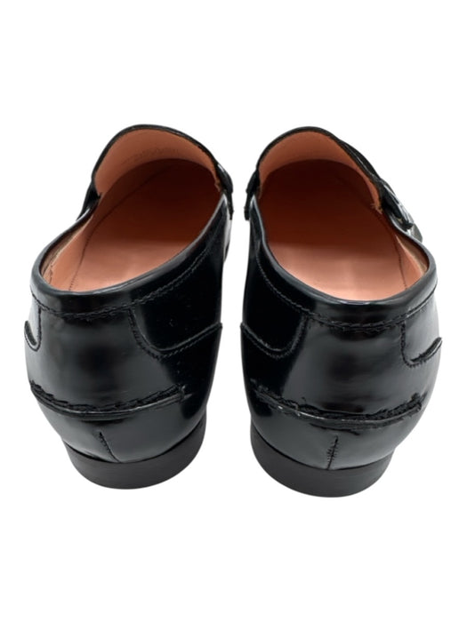 J Crew Shoe Size 8 Black Leather Pointed Almond Toe Stacked Heel Loafers Black / 8