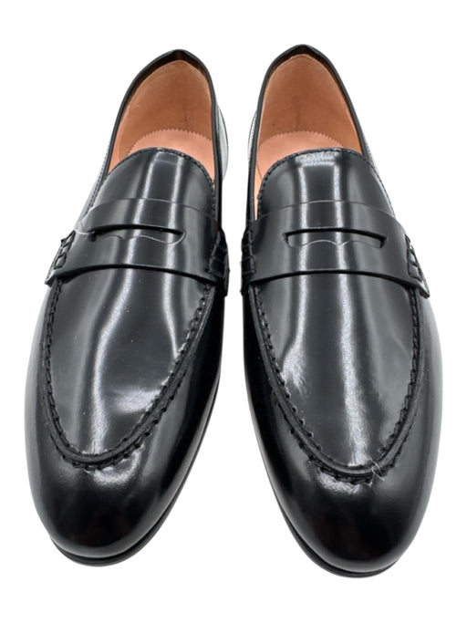 J Crew Shoe Size 8 Black Leather Pointed Almond Toe Stacked Heel Loafers Black / 8