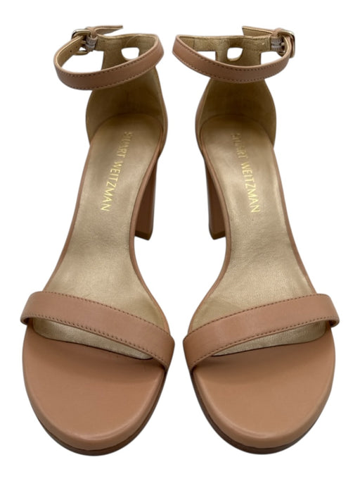 Stuart Weitzman Shoe Size 7.5 Beige Leather Ankle Strap Round Toe Sandals Beige / 7.5