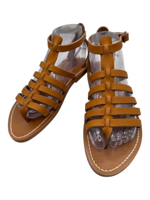 KJacques Shoe Size 38 Brown Leather Ankle Strap Almond Toe Sandals Brown / 38