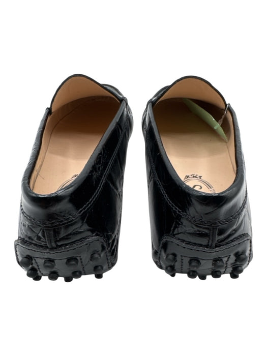 Tods Shoe Size 38.5 Black Crackled Leather Round Toe Loafers Black / 38.5