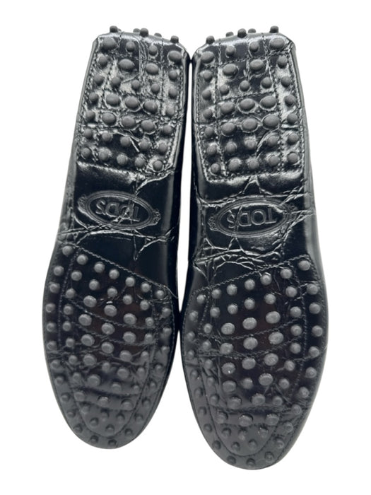 Tods Shoe Size 38.5 Black Crackled Leather Round Toe Loafers Black / 38.5