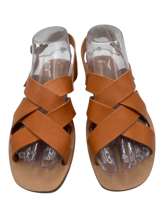 Kyma Shoe Size 38 Brown Leather Criss Cross Buckle Strap Square Toe Sandals Brown / 38