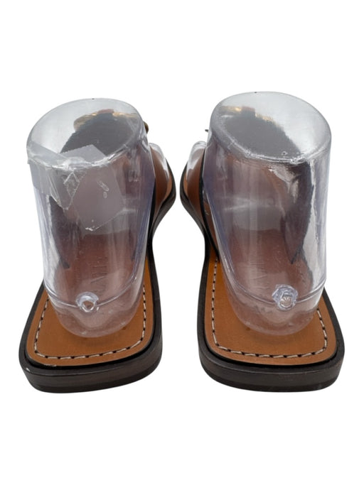 Frame Shoe Size 38 Brown Leather Ring Square Toe Screw Thong Sandals Brown / 38