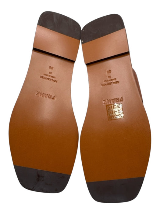 Frame Shoe Size 38 Brown Leather Ring Square Toe Screw Thong Sandals Brown / 38