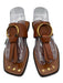 Frame Shoe Size 38 Brown Leather Ring Square Toe Screw Thong Sandals Brown / 38