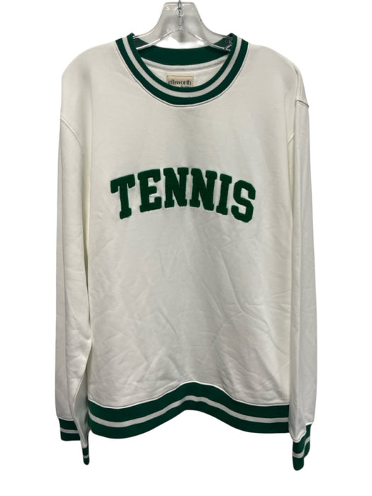 Ellsworth & Ivey Size XS White & Green Cotton Blend applique Tennis Sweater White & Green / XS
