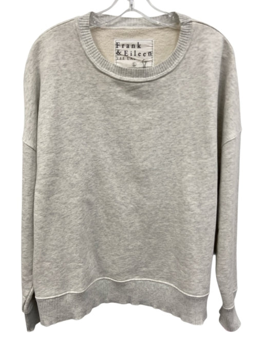 Frank & Eileen Size L Light Gray Cotton Ribbed Trim Heathered Crewneck Sweater Light Gray / L