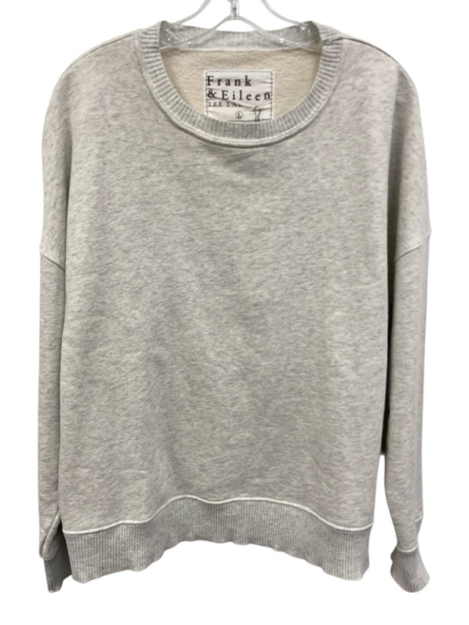 Frank & Eileen Size L Light Gray Cotton Ribbed Trim Heathered Crewneck Sweater Light Gray / L