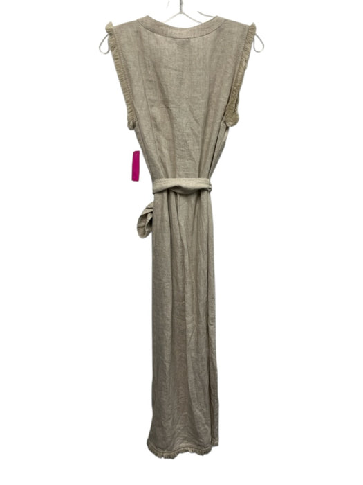 J. Crew Size S Sand Beige Linen Gold Tone Buttons Button Down Raw Edge Dress Sand Beige / S