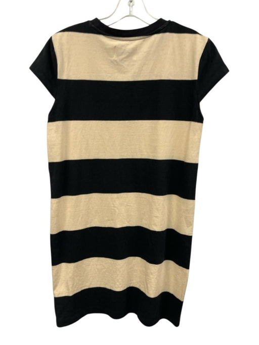 Current/Elliot Size 1 / S Black & Beige Cotton Wide Stripe Cap Sleeve Dress Black & Beige / 1 / S