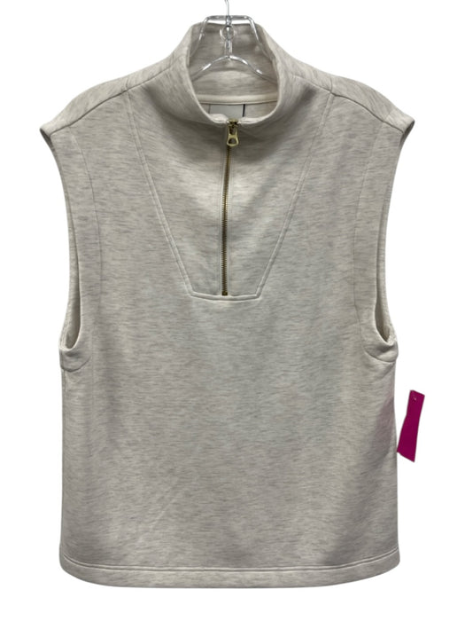 Varley Size S Cream Viscose Blend Heathered Quarter Zip Sleeveless Vest Cream / S