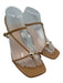 Loeffler Randall Shoe Size 8 Tan Brown Leather gold ball Ankle Wrap Sandals Tan Brown / 8