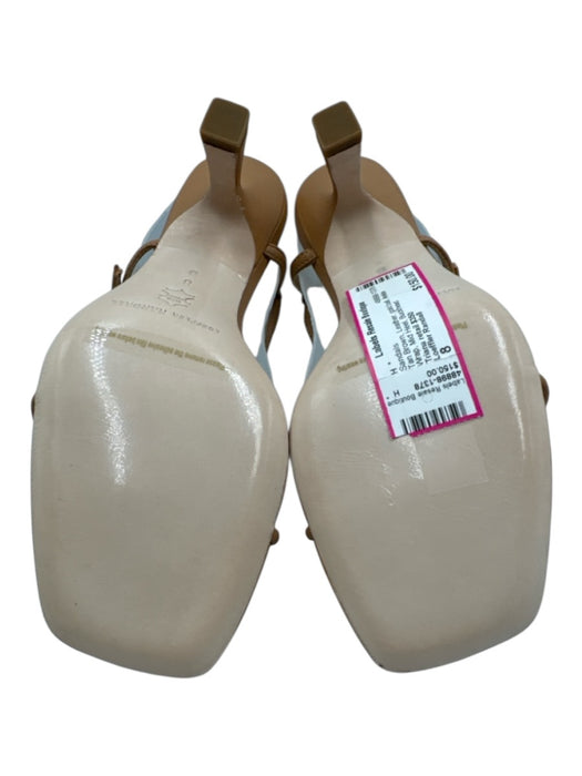 Loeffler Randall Shoe Size 8 Tan Brown Leather gold ball Ankle Wrap Sandals Tan Brown / 8