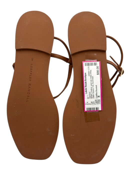 Loeffler Randall Shoe Size 8 Brown Leather gold ball Ankle Wrap Sandals Brown / 8