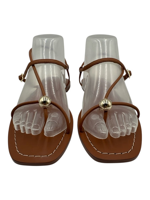 Loeffler Randall Shoe Size 8 Brown Leather gold ball Ankle Wrap Sandals Brown / 8
