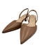 Anna F. Shoe Size 38 Beige Leather Pointed Toe Kitten Heel Slingback Pumps Beige / 38
