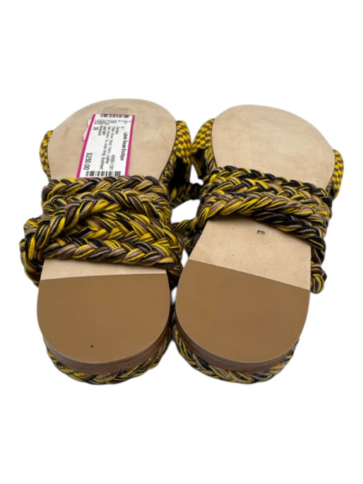 Amambaih Shoe Size 39 Yellow, Brown, Black Fabric Leather Sole Braided Sandals Yellow, Brown, Black / 39