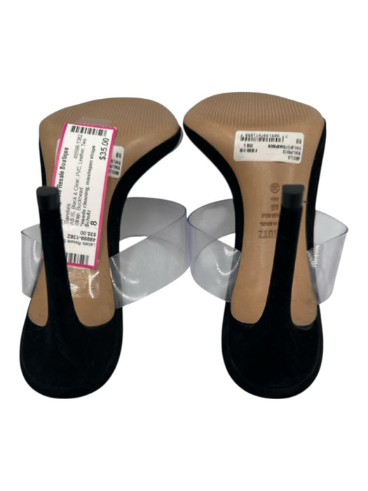Schutz Shoe Size 8 Black & Clear PVC Leather Two Strap Sandals Black & Clear / 8