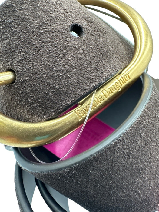 Favorite Daughter Brown Suede Brass Oval Buckle Belts Brown / S