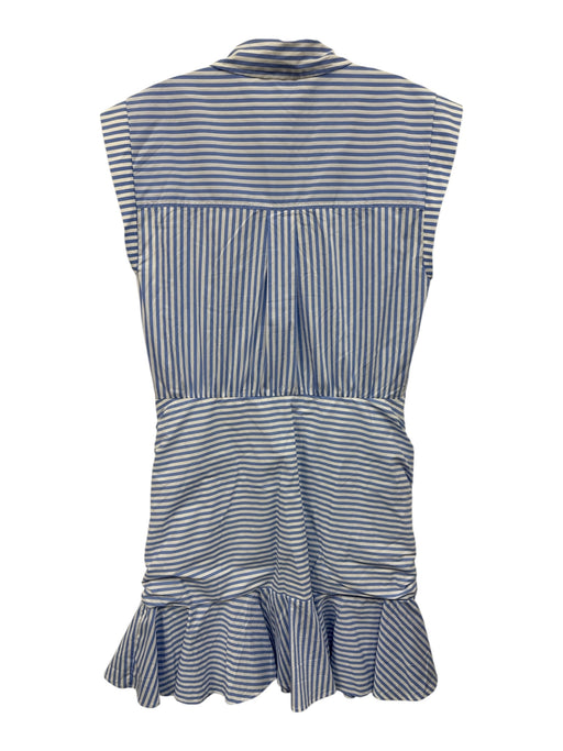Veronica Beard Size 8 Blue & White Cotton Blend Ruched Front Stripe Dress Blue & White / 8