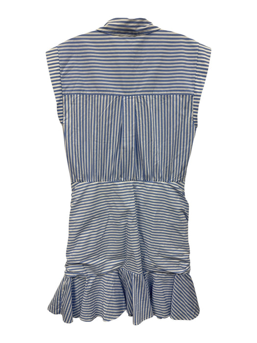 Veronica Beard Size 8 Blue & White Cotton Blend Ruched Front Stripe Dress Blue & White / 8