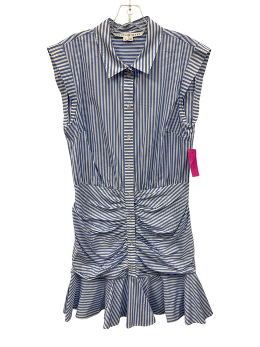 Veronica Beard Size 8 Blue & White Cotton Blend Ruched Front Stripe Dress Blue & White / 8