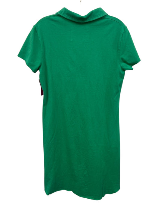 Frank & Eileen Size S Green Cotton Raw Edge Short Sleeve Collar Shift Dress Green / S