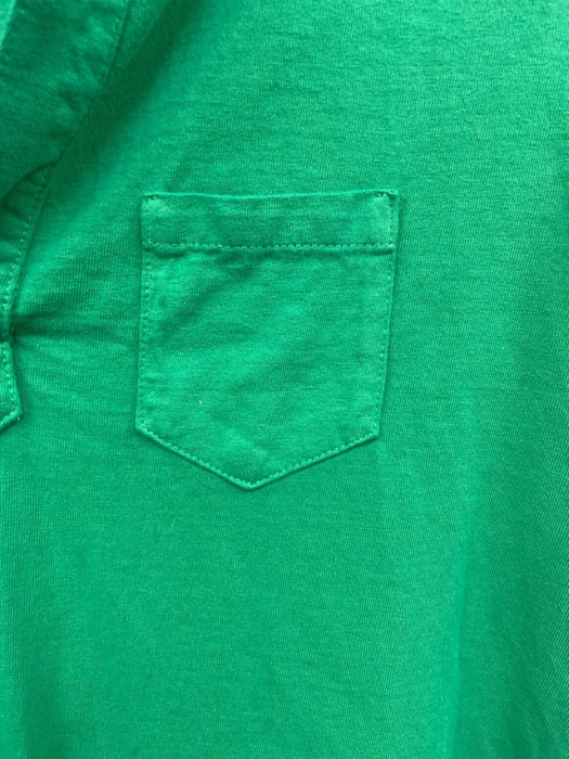 Frank & Eileen Size S Green Cotton Raw Edge Short Sleeve Collar Shift Dress Green / S
