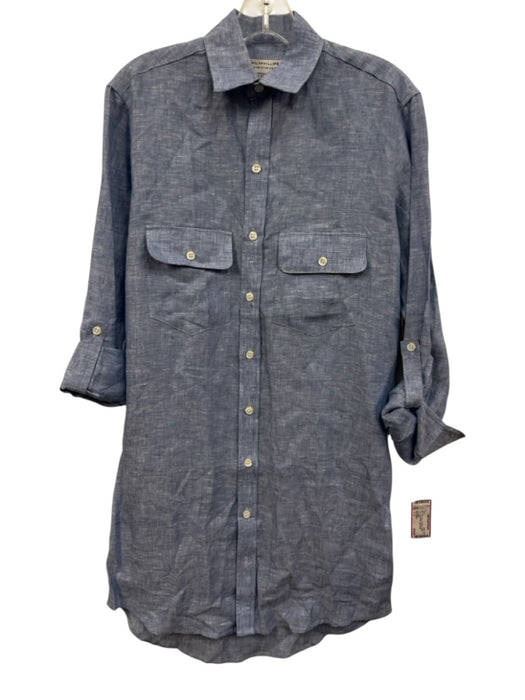 Emily Phillips Size 3 / S Blue Linen Chambray Button Down Long Sleeve Dress Blue / 3 / S
