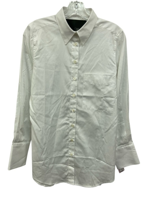 claridge + king Size S White Cotton Long Sleeve pocket Button Down Top White / S