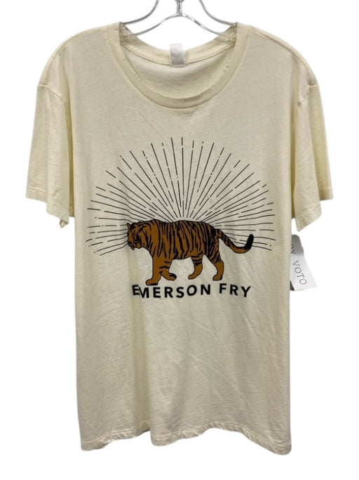 Emerson Fry Size M Cream, Black, Orange Cotton Distressed Tiger short sleeve Top Cream, Black, Orange / M