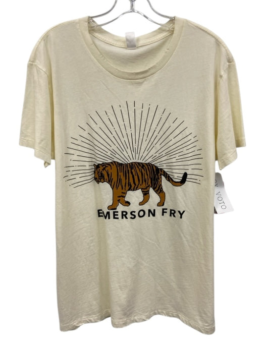 Emerson Fry Size M Cream, Black, Orange Cotton Distressed Tiger short sleeve Top Cream, Black, Orange / M