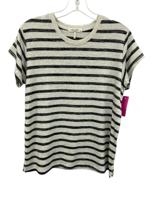 Rag & Bone Size S Light Gray & Black Rayon Blend Stripe short sleeve Top Light Gray & Black / S