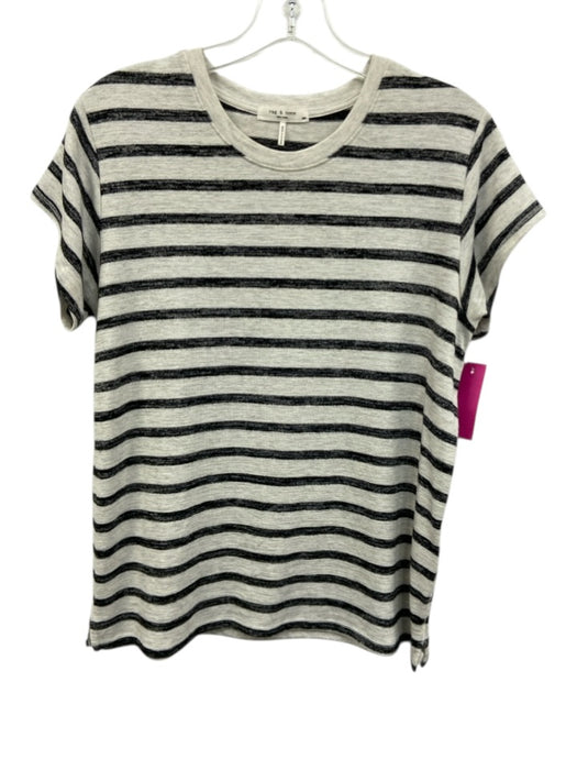 Rag & Bone Size S Light Gray & Black Rayon Blend Stripe short sleeve Top Light Gray & Black / S