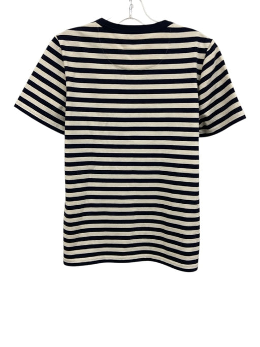 Tory Burch Size M Navy blue & Cream Cotton Stripe Logo short sleeve Top Navy blue & Cream / M