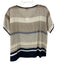 Vince Size S navy blue, white, tan Silk Geometric short sleeve Top navy blue, white, tan / S