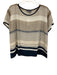 Vince Size S navy blue, white, tan Silk Geometric short sleeve Top navy blue, white, tan / S