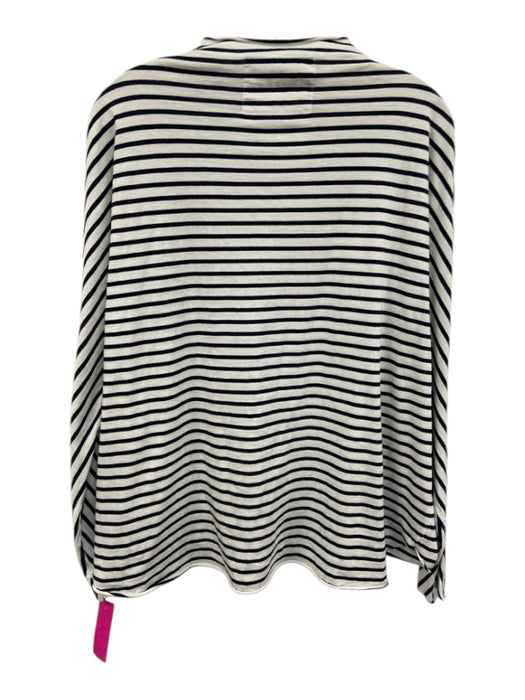 Frank & Eileen Size S Black & White Cotton Raw Edge Stripe high neck Top Black & White / S