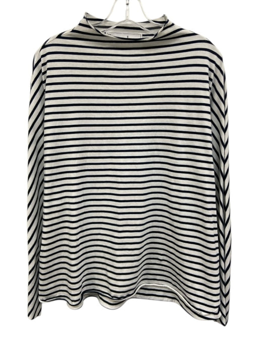 Frank & Eileen Size S Black & White Cotton Raw Edge Stripe high neck Top Black & White / S