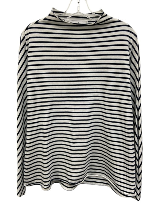 Frank & Eileen Size S Black & White Cotton Raw Edge Stripe high neck Top Black & White / S