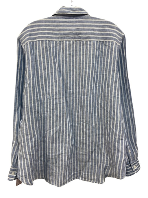 Frank & Eileen Size S Light blue & white Linen Stripe Long Sleeve Top Light blue & white / S